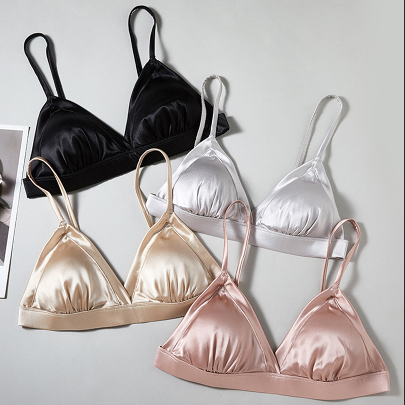 Luxury Real Silk Satin Wireles - Sleep Bra Bralette review and price