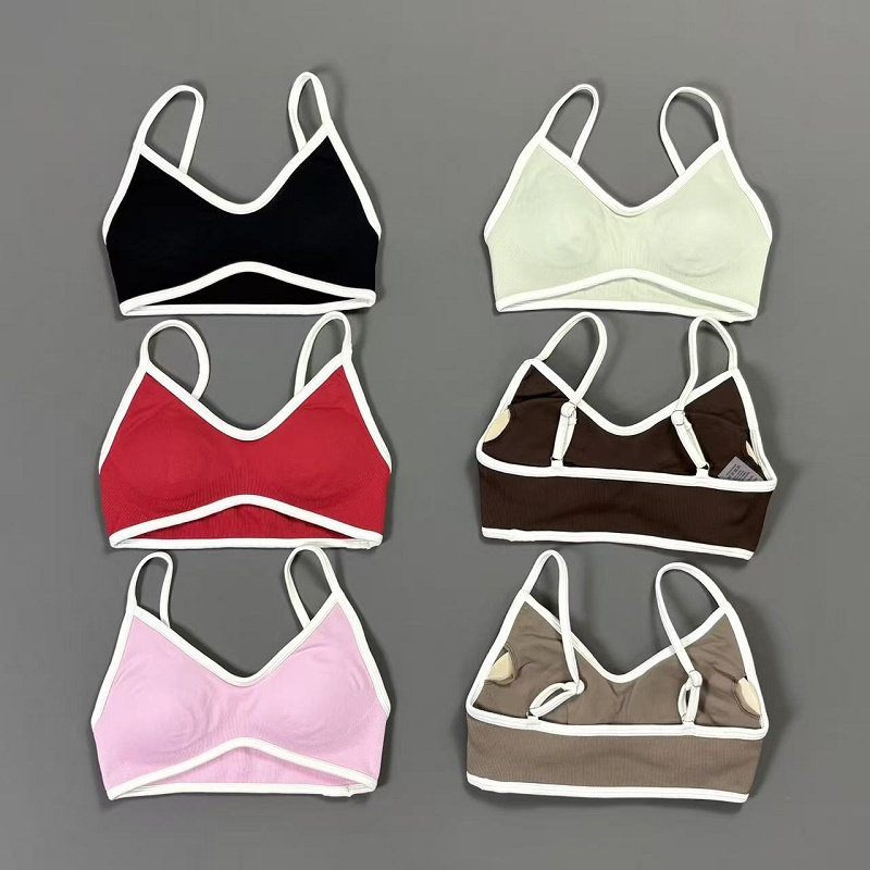 Women Contrastline Yoga Bra V  - Sports Bra Racerback review and price