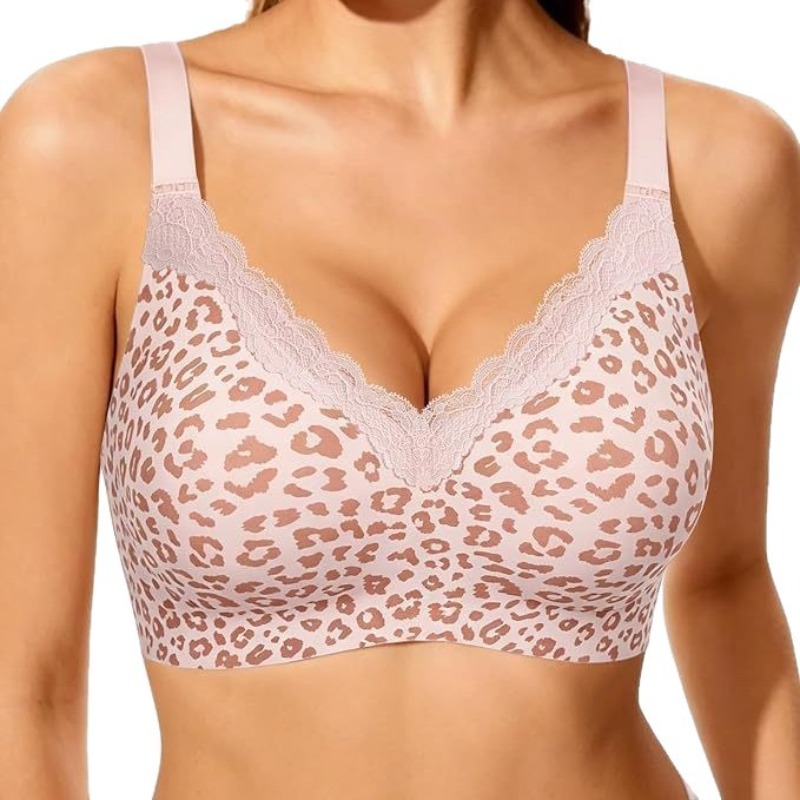 Pink Leopard Print Lace Wire-F - Wirefree Bra Comfort review and price